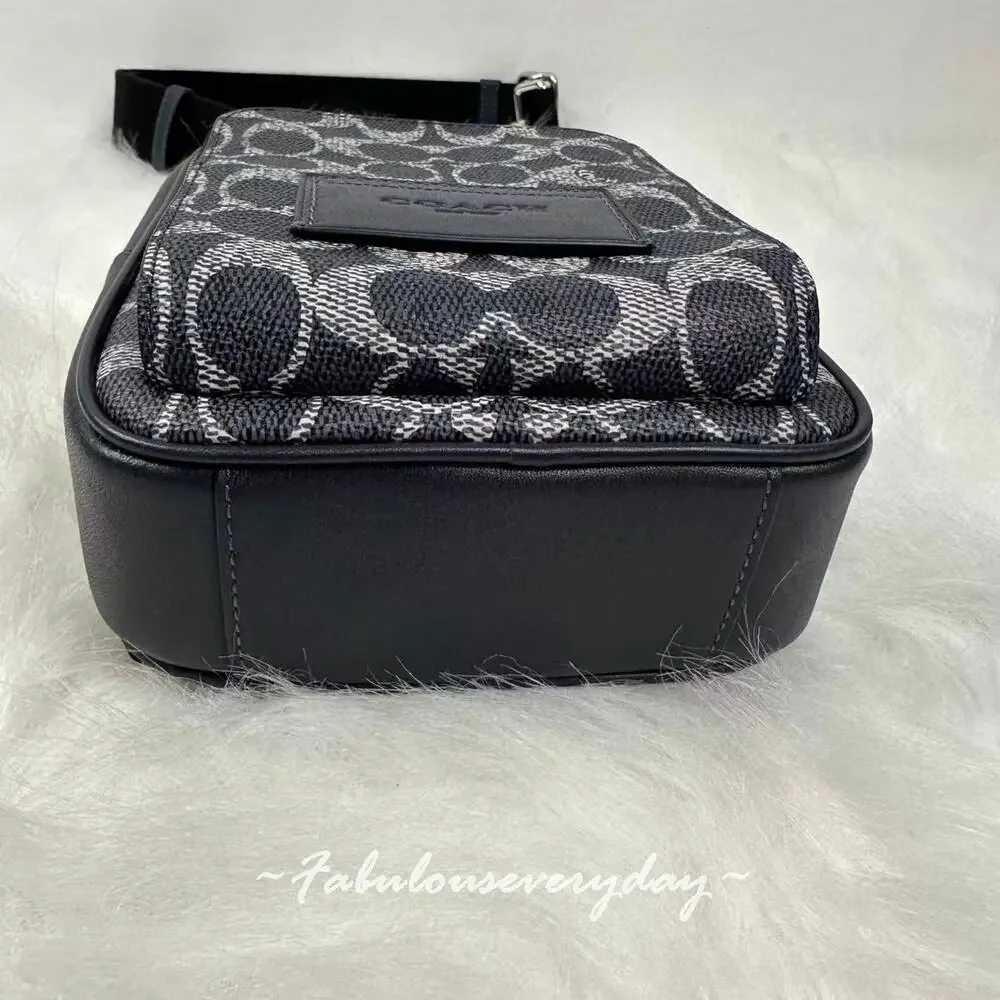 Coach Racer Sling Pack Signature Canvas With Charms/Silver/Denim Chalk CEB27 NWT